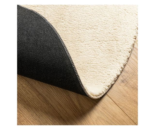 HUARTE krémszínű rövid szálú puha és mosható szőnyeg Ø 120 cm