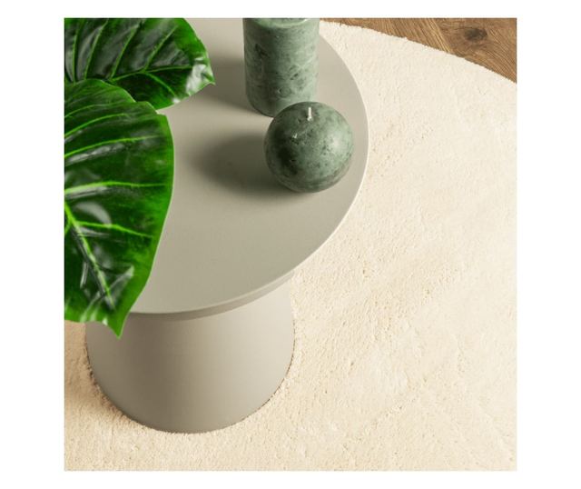 HUARTE krémszínű rövid szálú puha és mosható szőnyeg Ø 120 cm