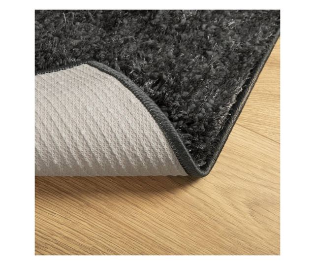 ISTAN antracitszürke hosszú szálú fényes szőnyeg 120 x 170 cm