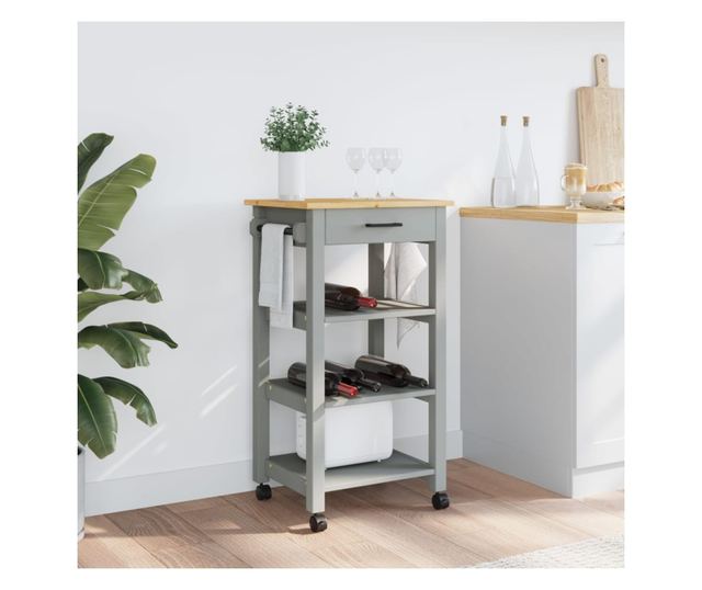 MONZA tömör fenyőfa konyhai kocsi 48 x 40 x 90 cm