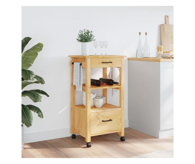MONZA tömör fenyőfa konyhai kocsi 48 x 40 x 90 cm