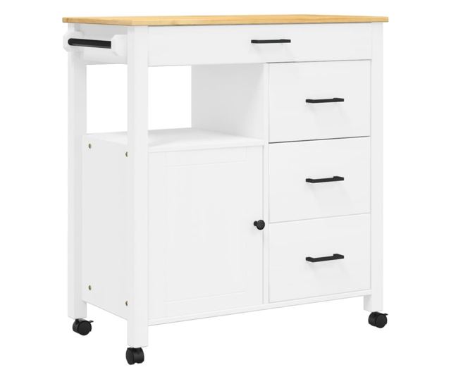 MONZA tömör fenyőfa konyhai kocsi 84 x 40 x 90 cm