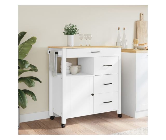 MONZA tömör fenyőfa konyhai kocsi 84 x 40 x 90 cm