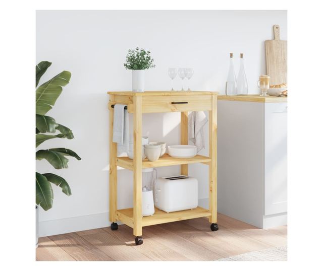 MONZA tömör fenyőfa konyhai kocsi 60 x 40 x 90 cm