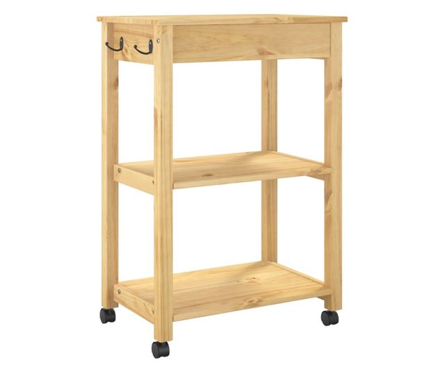 MONZA tömör fenyőfa konyhai kocsi 60 x 40 x 90 cm