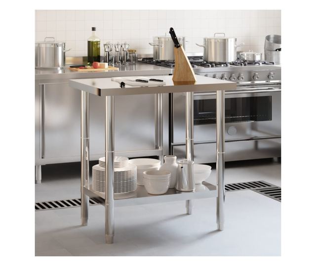 rozsdamentes acél konyhai munkaasztal 82,5 x 55 x 85 cm