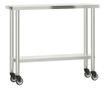 rozsdamentes acél konyhai munkaasztal kerekekkel 110x30x85 cm