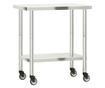 rozsdamentes acél konyhai munkaasztal kerekekkel 82,5x55x85 cm