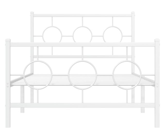 fehér fém ágykeret fej- és lábtámlával 100x200 cm