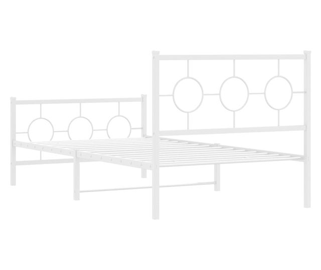 fehér fém ágykeret fej- és lábtámlával 100x200 cm