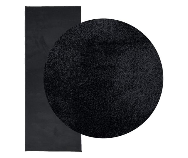 OVIEDO fekete rövid szálú szőnyeg 80 x 200 cm