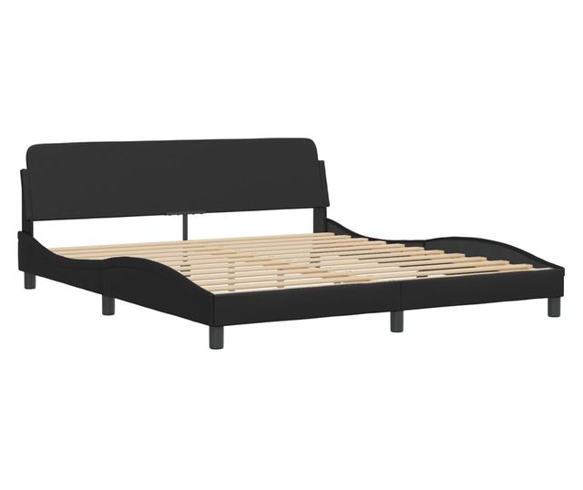 Легло с матрак, черно, 180x200 см, изкуствена кожа