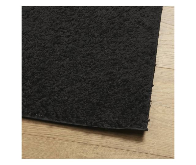 PAMPLONA fekete magas szálú bolyhos modern szőnyeg 80 x 250 cm