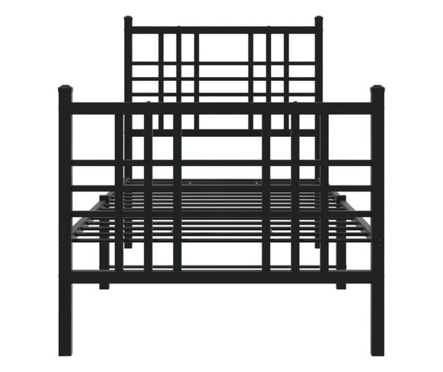 fekete fém ágykeret fej- és lábtámlával 80 x 200 cm