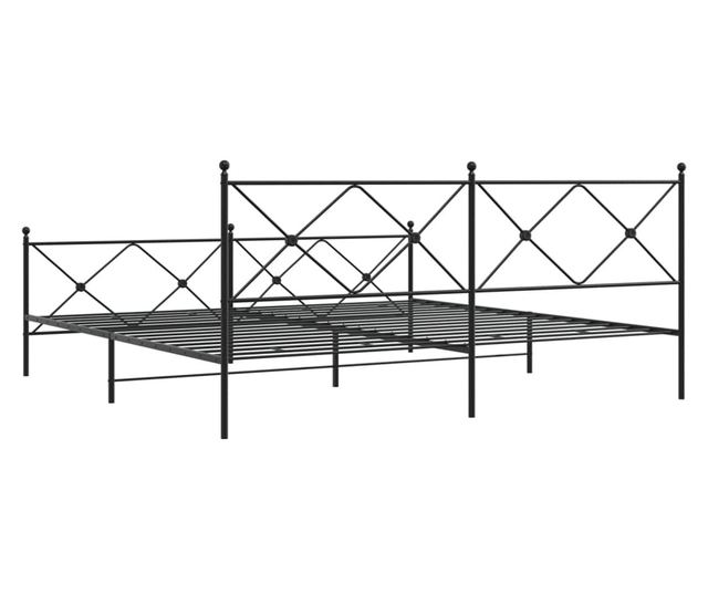 fekete fém ágykeret fej- és lábtámlával 193 x 203 cm