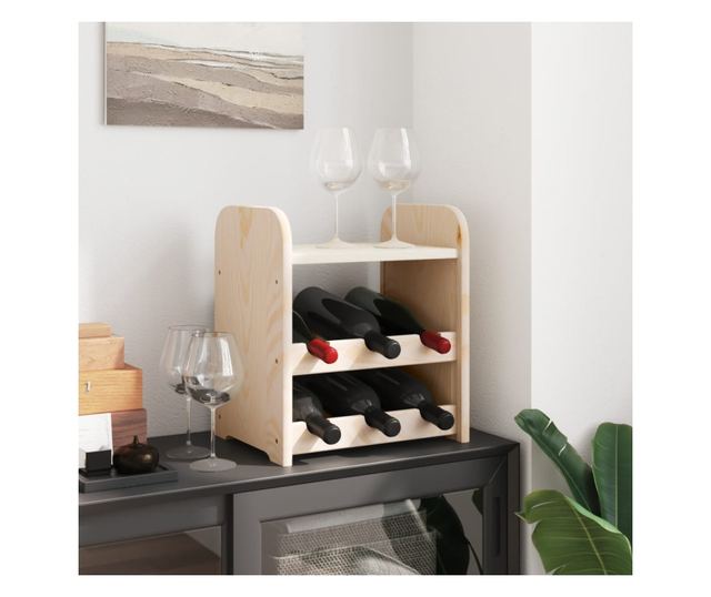 tömör fenyőfa bortartó állvány tetővel 33x25x37 cm