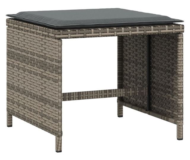 4 db szürke polyrattan kerti szék párnával 40 x 40 x 35 cm