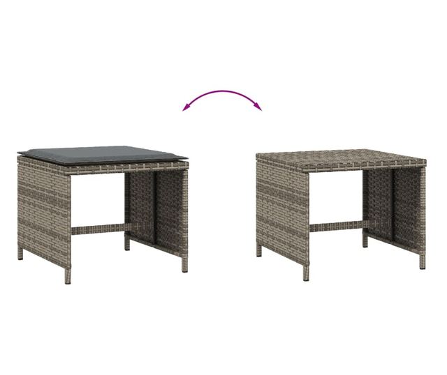 4 db szürke polyrattan kerti szék párnával 40 x 40 x 35 cm