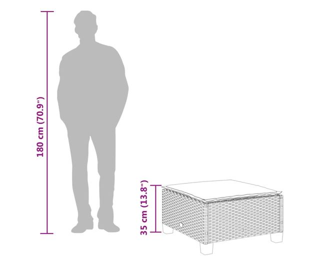 fekete polyrattan kerti szék párnával 63,5 x 56 x 32 cm