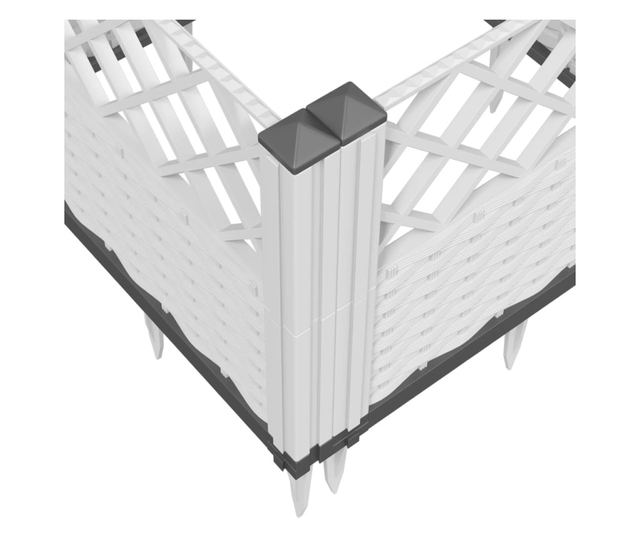 fehér polipropilén kerti virágláda cövekekkel 42,5x42,5x28,5 cm