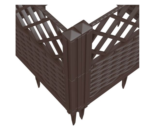 barna polipropilén kerti virágláda cövekekkel 43,5x43,5x43,5 cm