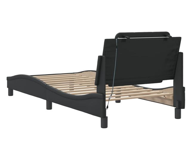 Рамка за легло с LED осветление, черна, 90x190 см, еко кожа