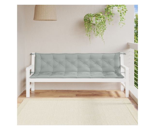 2 db melange világosszürke szövet kerti padpárna 200 x 50 x 7cm