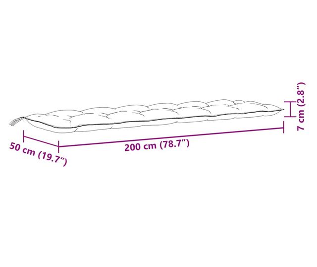 2 db melange világosszürke szövet kerti padpárna 200 x 50 x 7cm