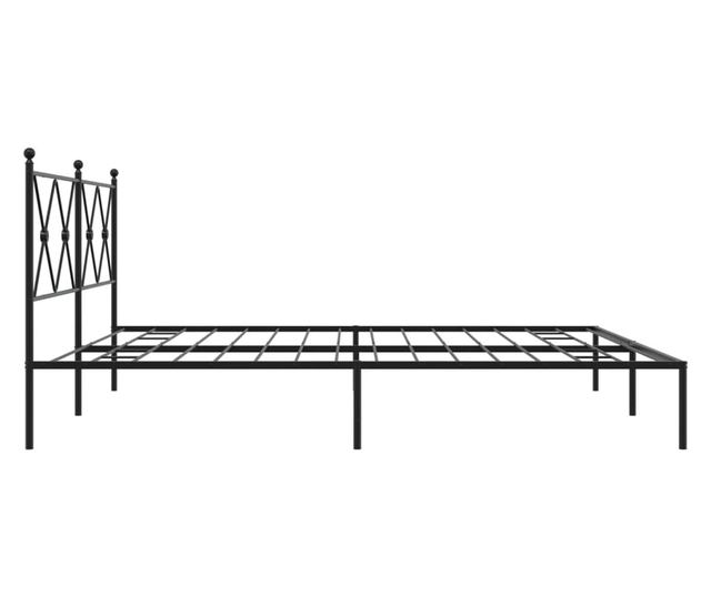 fekete fém ágykeret fejtámlával 183 x 213 cm