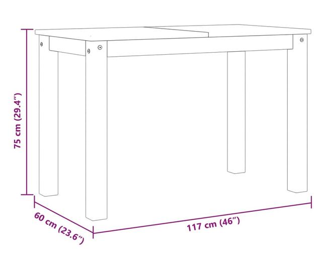 Panama fehér tömör fenyőfa ebédlőasztal 117 x 60 x 75 cm
