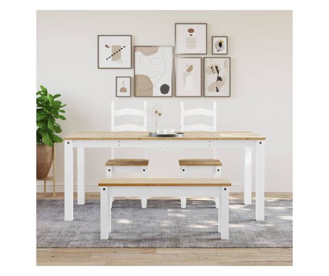 Panama fehér tömör fenyőfa ebédlőasztal 180 x 90 x 75 cm