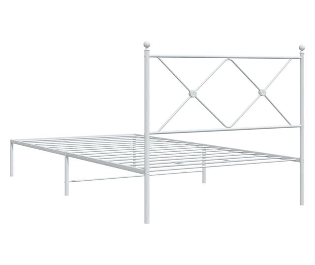 fehér fém ágykeret fejtámlával 107x203 cm
