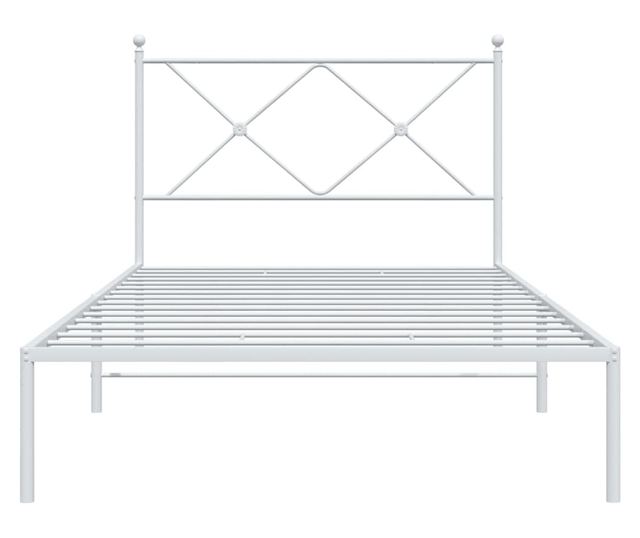 fehér fém ágykeret fejtámlával 107x203 cm