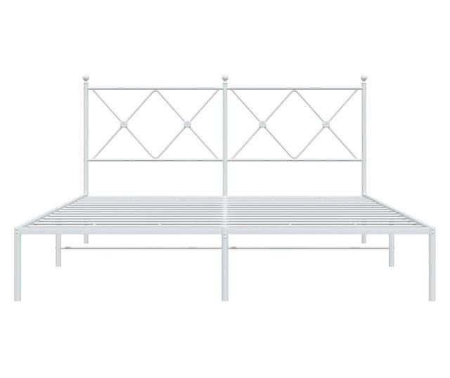 fehér fém ágykeret fejtámlával 150 x 200 cm