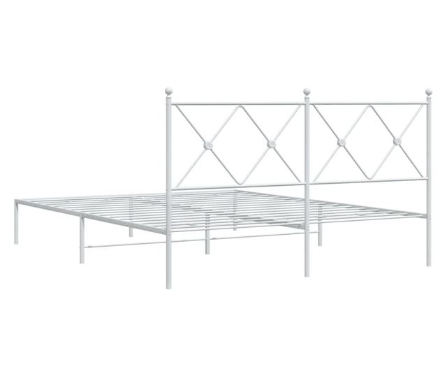 fehér fém ágykeret fejtámlával 150 x 200 cm