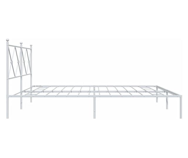 fehér fém ágykeret fejtámlával 200 x 200 cm