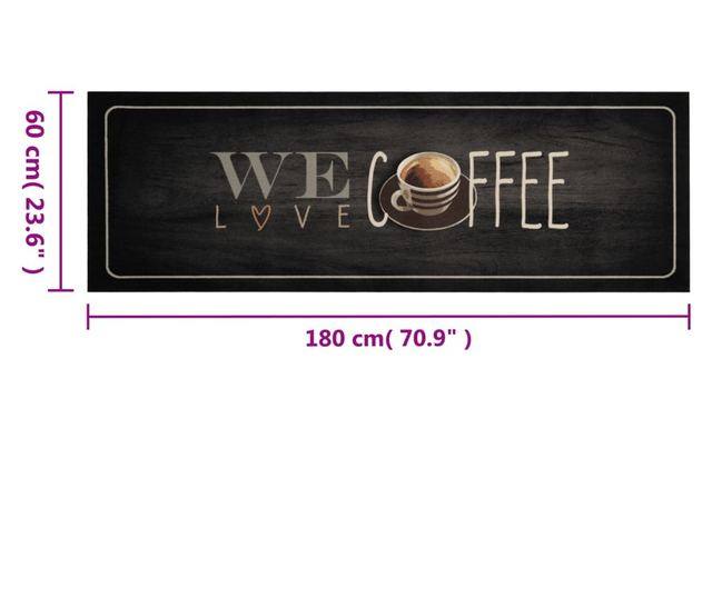 kávé feliratos mosható bársony konyhaszőnyeg 60 x 180 cm