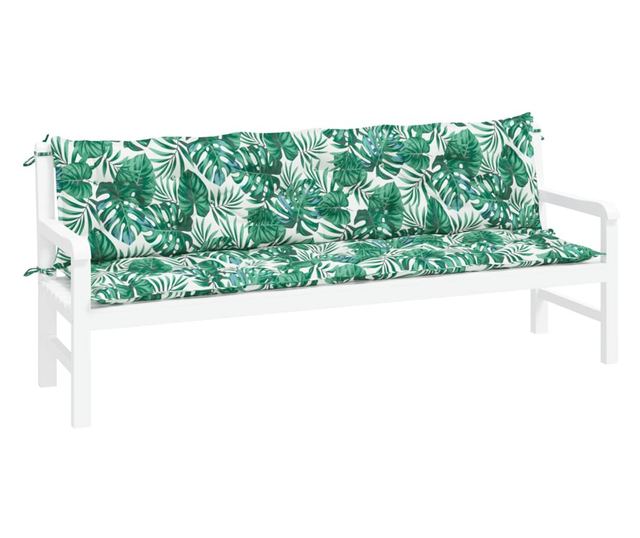 2 db levélmintás oxford szövet kerti padpárna 200 x 50 x 7 cm