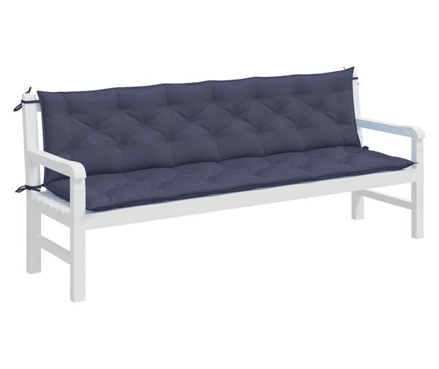 2 db tengerészkék oxford szövet kerti padpárna 200 x 50 x 7 cm