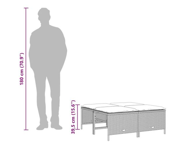 4 db barna polyrattan szék párnákkal
