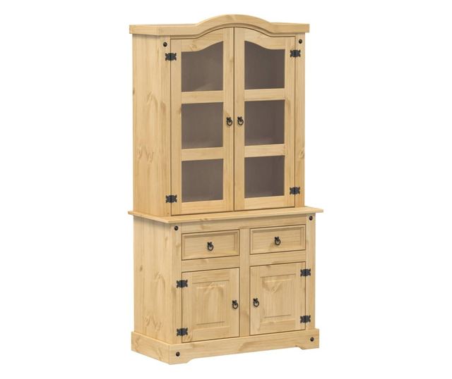 Corona tömör fenyőfa vitrinszekrény 100 x 48,5 x 179 cm