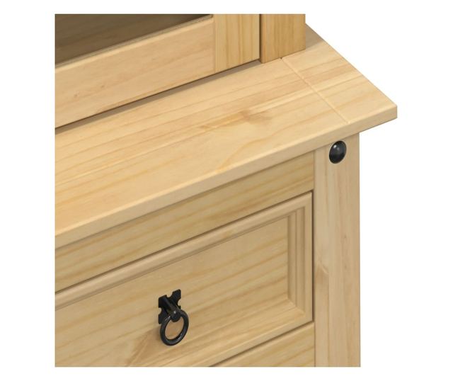 Corona tömör fenyőfa vitrinszekrény 100 x 48,5 x 179 cm