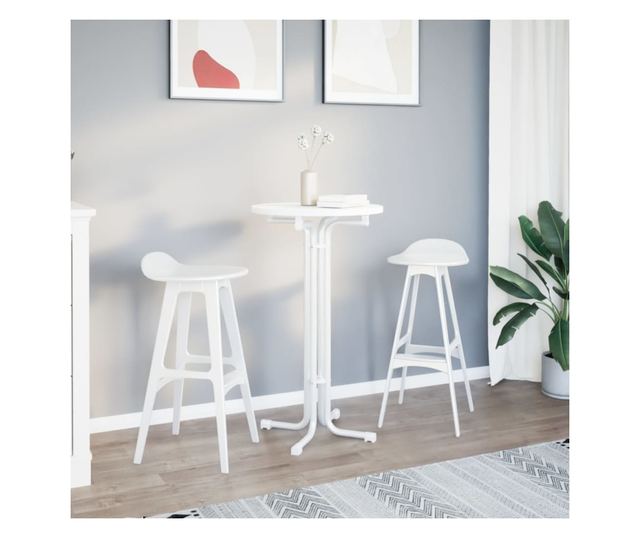 fehér étkezőasztal szerelt fa és acél Ø60x110 cm