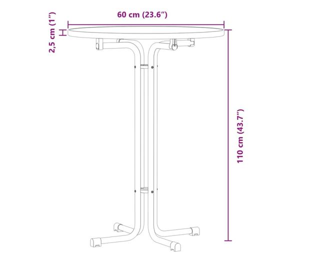 fehér étkezőasztal szerelt fa és acél Ø60x110 cm