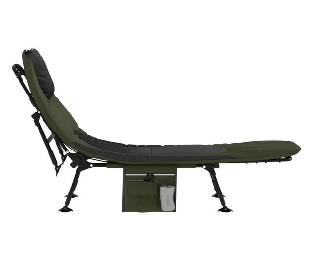 zöld összecsukható horgászágy állítható sárgyűjtő lábakkal