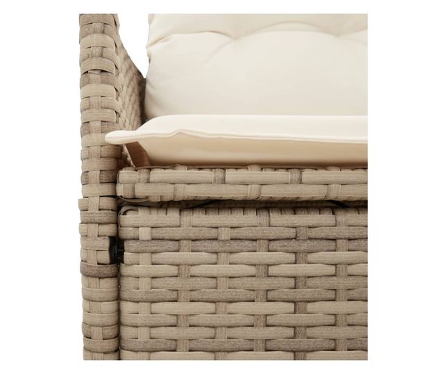 bézs polyrattan dönthető kerti szék párnákkal