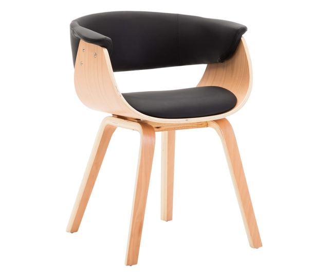 Kuhinjski stoli 2 kosa, črna, upognjen les in umetno usnje