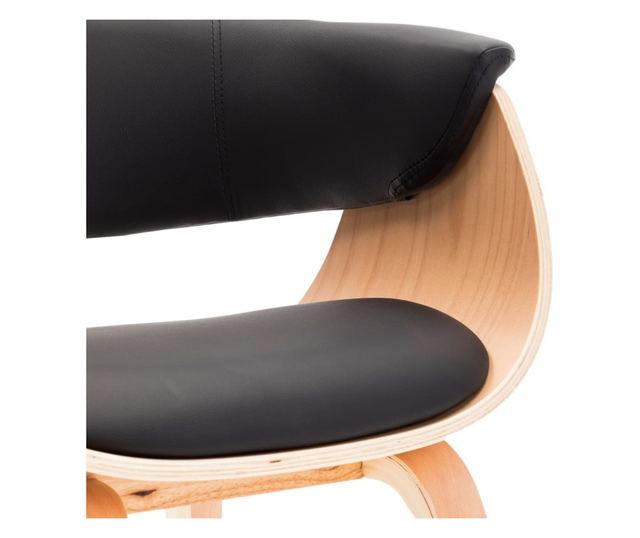 Kuhinjski stoli 2 kosa, črna, upognjen les in umetno usnje