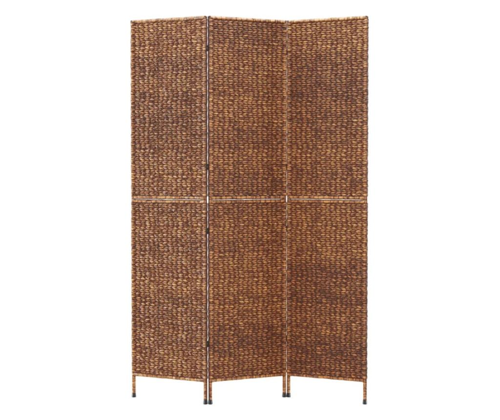 Кафяв разделител за стая от 3 пана от водна хиацинт, 122x180 см - 3