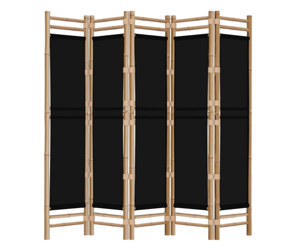 5-панелен сгъваем разделител за стая 200 см бамбук и плат - 5